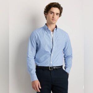 H&M Striped Poplin Shirt | Blue & White | Size Large